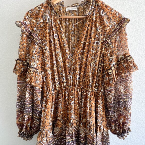 Ulla Johnson Erisa Mini Dress Ochre gold Size 2 - Picture 5 of 14